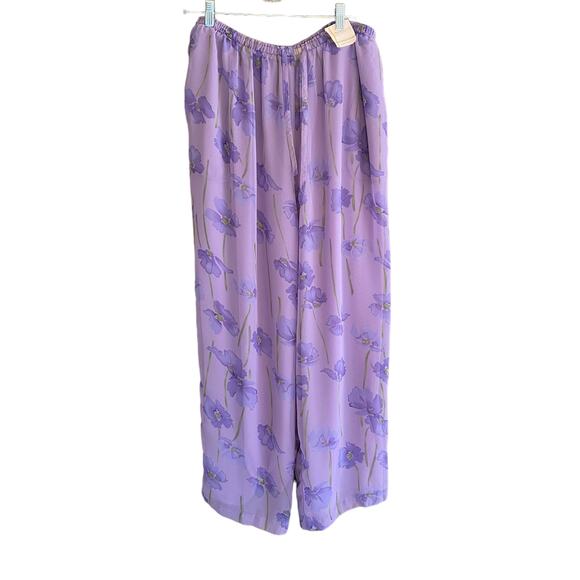 LANE BRYANT NWT Size 18 / 20 Chiffon Pants Lined Floral Elastic Waist Pull-On - Picture 1 of 9